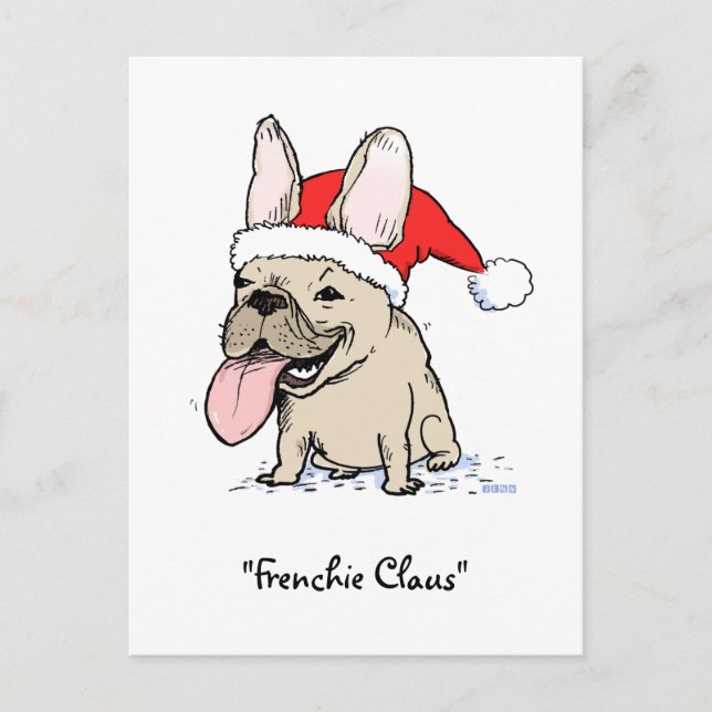 French Bulldog Santa Clause Dog Christmas Frenchie Holiday Postcard (Front)