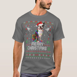 French Bulldog Santa Hat Dog Christmas Tree Lights T-Shirt