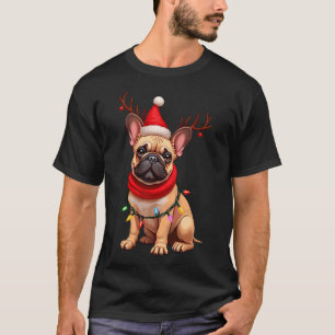 French Bulldog Santa Reindeer Christmas Xmas Dog T-Shirt