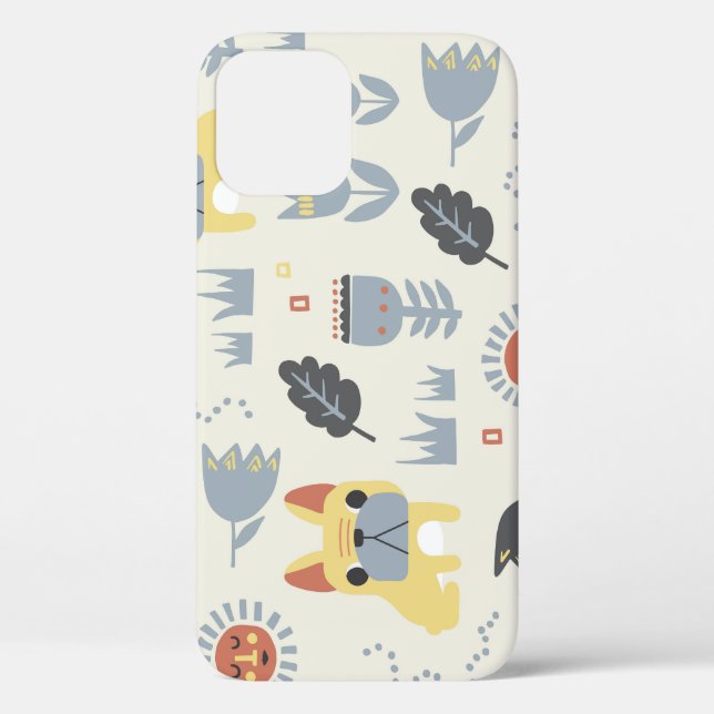 French Bulldog: Scandinavian Floral Repeat. Case-Mate iPhone Case (Back)