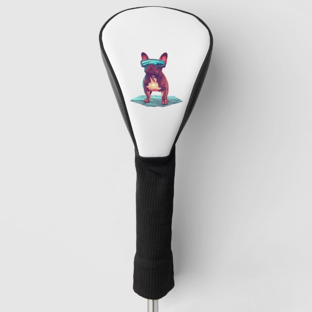 French Bulldog SciFi Wearing Cool Sunglasses Golf Head Cover (Front)