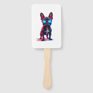 French Bulldog SciFi Wearing Cool Sunglasses Hand Fan