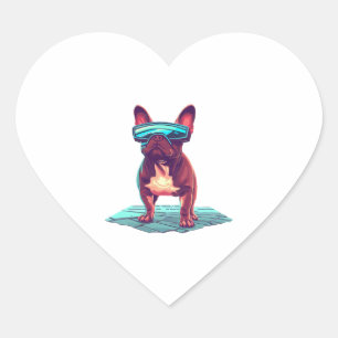 French Bulldog SciFi Wearing Cool Sunglasses Heart Sticker
