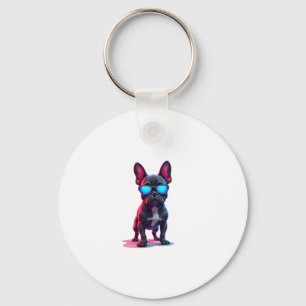 French Bulldog SciFi Wearing Cool Sunglasses Key Ring