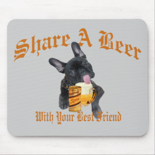 French Bulldog Shares A Beer Mouse Pad
