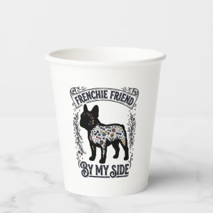 French Bulldog Shirt Vintage Floral Dog Lover Art_ Paper Cups