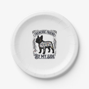 French Bulldog Shirt Vintage Floral Dog Lover Art_ Paper Plate
