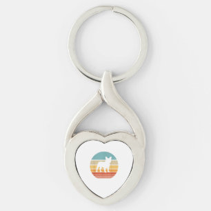 French Bulldog Silhouette 60s 70s Gift Dog Lover Key Ring
