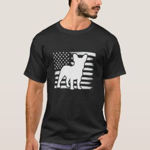 French Bulldog Silhouette American Flag Design T-Shirt