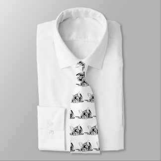 French Bulldog Silhouette black and white Tie