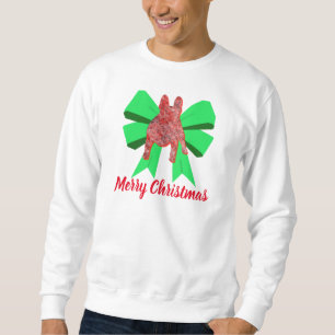 French Bulldog Silhouette Dog &Green Bow Christmas Sweatshirt