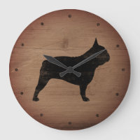 French Bulldog Silhouette Faux Wood Rustic Style