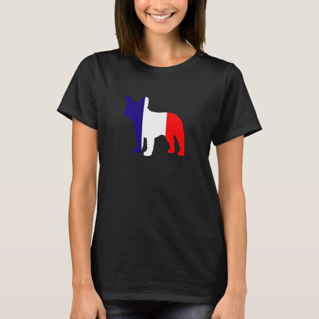 French Bulldog Silhouette Flag of France T-shirt (Front)