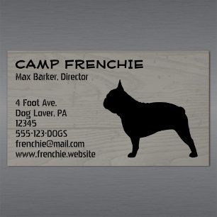 French Bulldog Silhouette   Frenchie Dog Rustic Magnetic Business Card