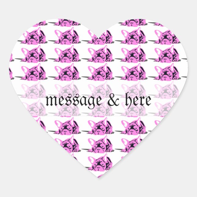 French Bulldog Silhouette Heart Sticker (Front)