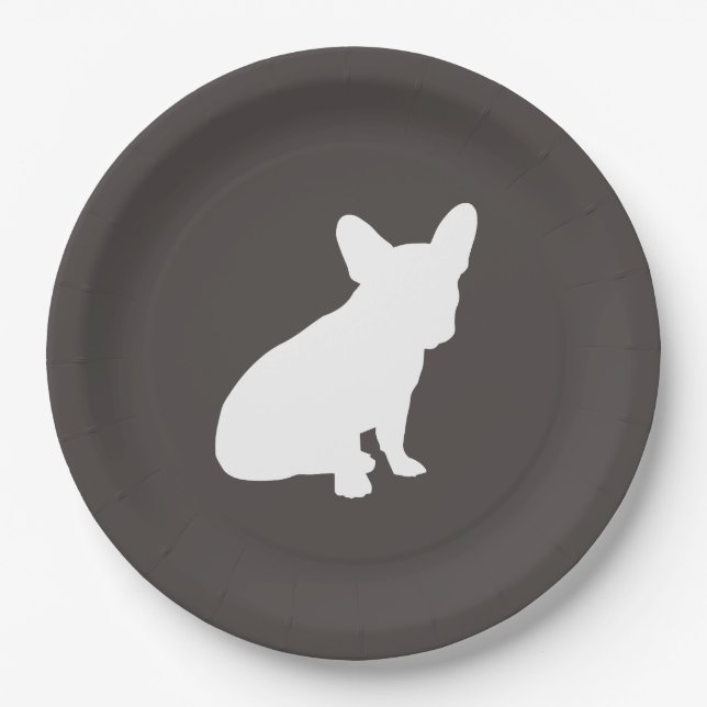 French Bulldog Silhouette Party Paper Plate (Front)