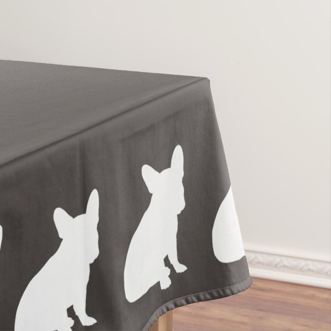 French Bulldog Silhouette Party Tablecloth (In Situ)