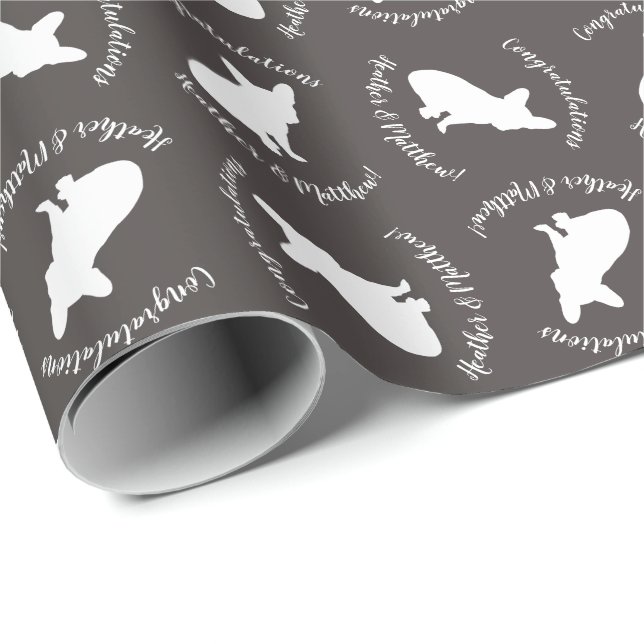 French Bulldog Silhouette Party Wrapping Paper (Roll Corner)