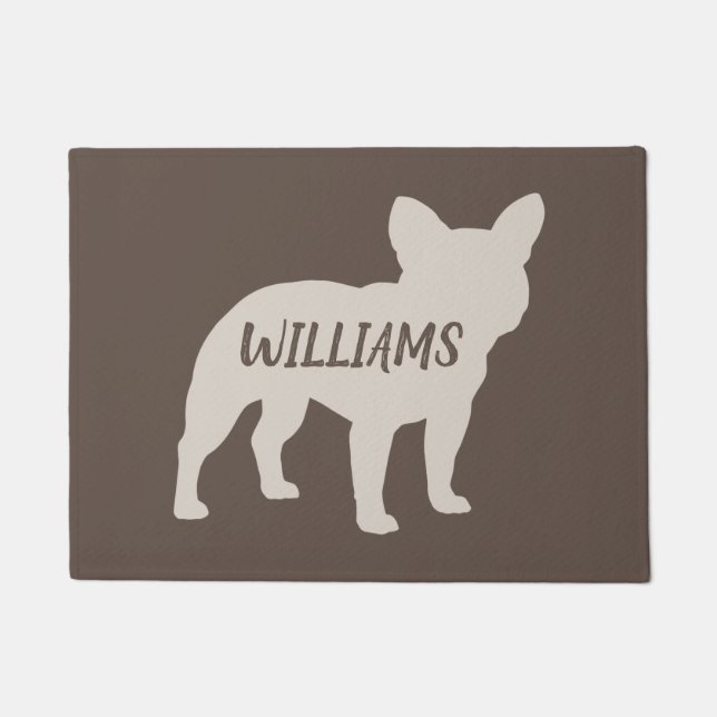 French Bulldog Silhouette Personalised Frenchie Doormat (Front)