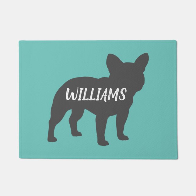 French Bulldog Silhouette Personalised Frenchie Doormat (Front)