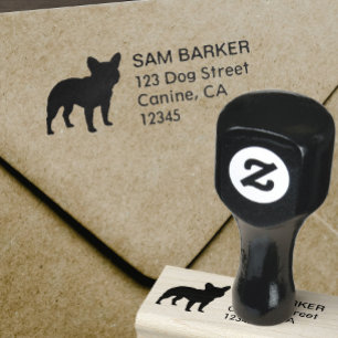 French Bulldog Silhouette Return Address Rubber Stamp