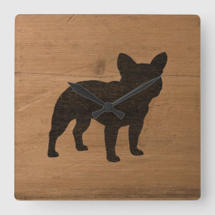 French Bulldog Silhouette Square Wall Clock