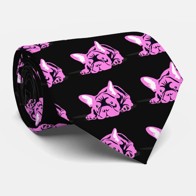 French Bulldog Silhouette Tie (Rolled)