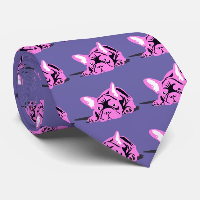 French Bulldog Silhouette Tie (Rolled)