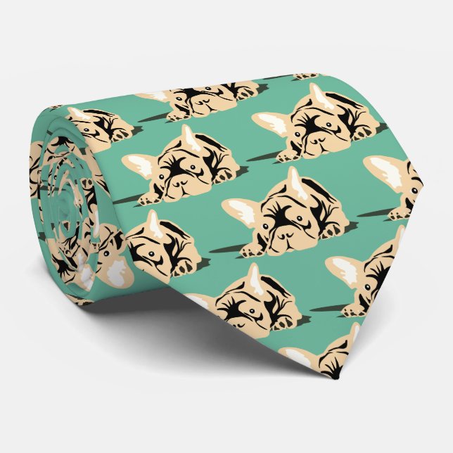French Bulldog Silhouette Tie (Rolled)