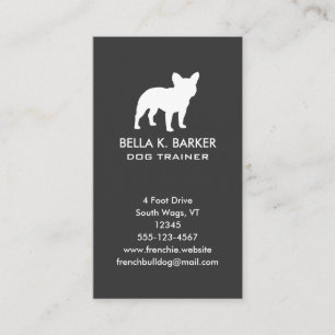 French Bulldog Silhouette Vertical Business Card
