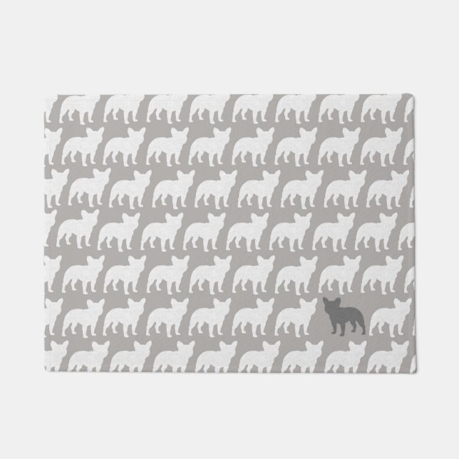 French Bulldog Silhouettes Pattern | Fun Frenchies Doormat (Front)