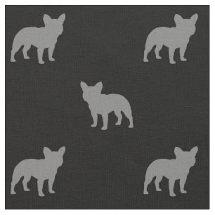 French Bulldog Silhouettes Pattern Grey and Black Fabric
