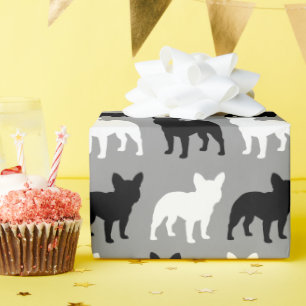 French Bulldog Silhouettes Pattern Wrapping Paper