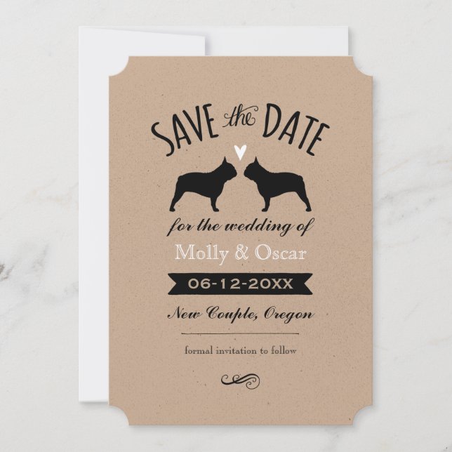 French Bulldog Silhouettes Wedding Save the Date (Front)