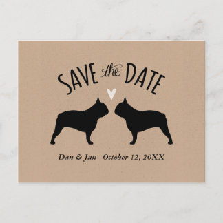 French Bulldog Silhouettes Wedding Save the Date Announcement Postcard