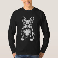 French Bulldog Sitting Black and White Vector Dog