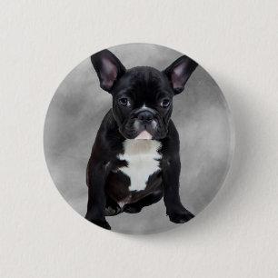 French Bulldog Sitting Watercolor Oil Painting 6 Cm Round Badge