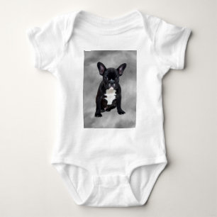 French Bulldog Sitting Watercolor Oil Painting Baby Bodysuit