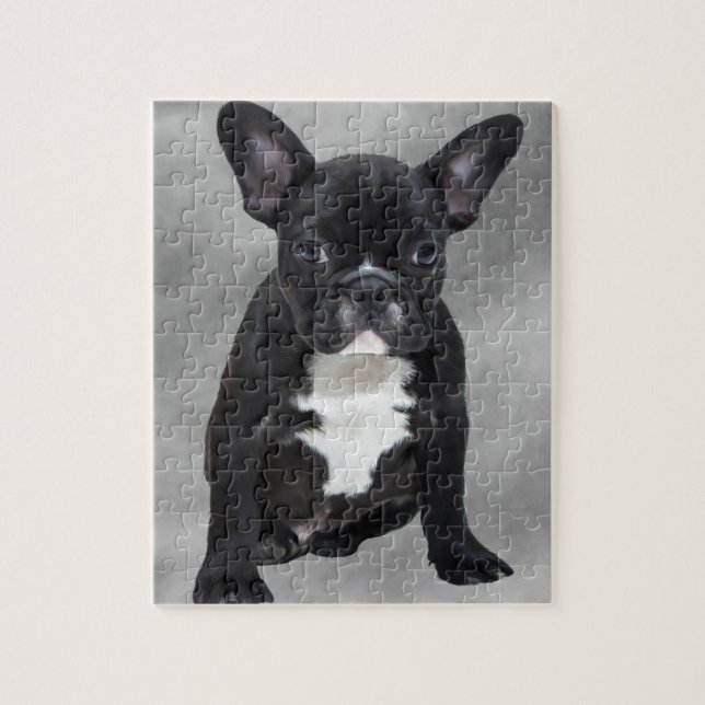 French Bulldog Sitting Watercolor Oil Painting Jigsaw Puzzle (Vertical)