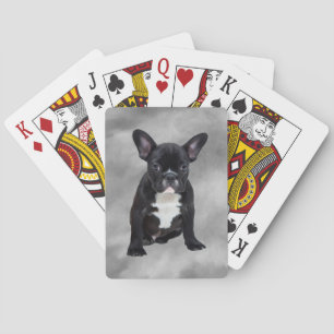French Bulldog Sitting Watercolor Oil Painting Playing Cards