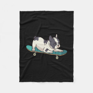 French Bulldog Skateboarding Dog  Fleece Blanket