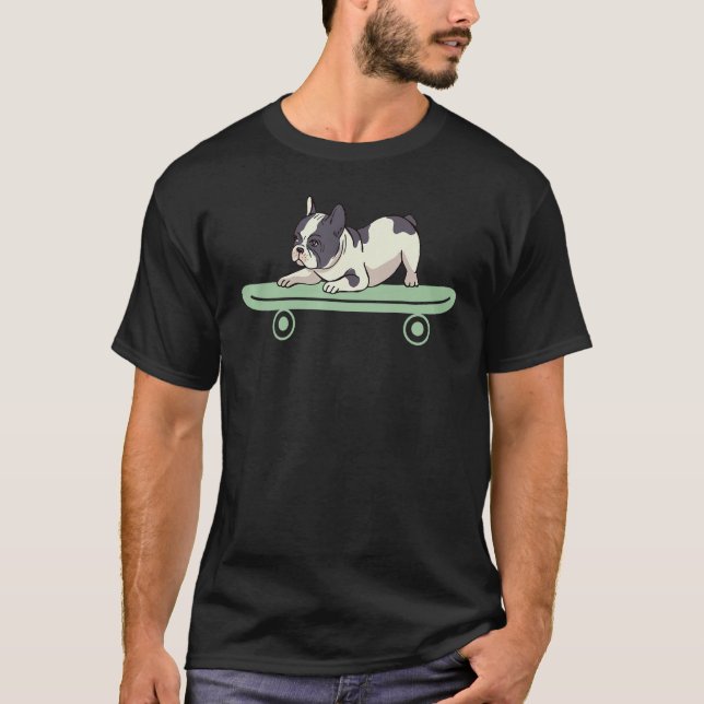 French Bulldog Skateboarding Puppy Bulldog Skatebo T-Shirt (Front)