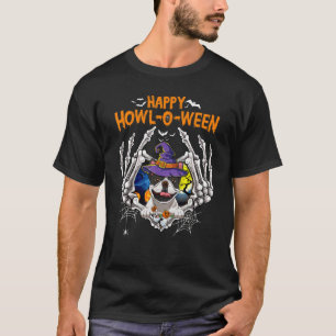 French Bulldog Skeleton Heart Happy Howl O Ween Co T-Shirt