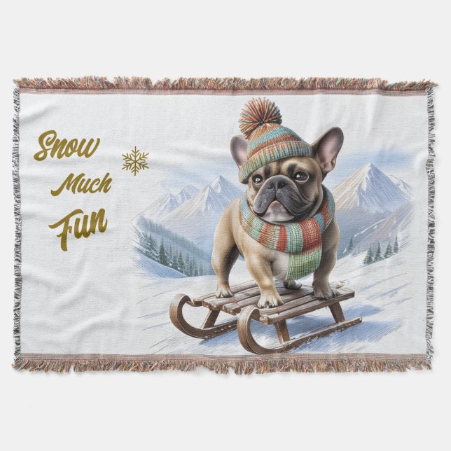 French Bulldog sled French Bulldog Throw Blanket (Front)