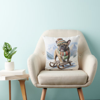 French Bulldog sled ride Bulldog Cushion