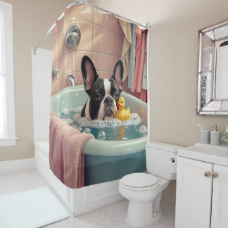 French Bulldog Sloppy Sleepy Cute Funny Shower Curtain