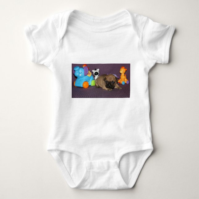 French Bulldog small puppy Bulldog Baby Bodysuit (Front)