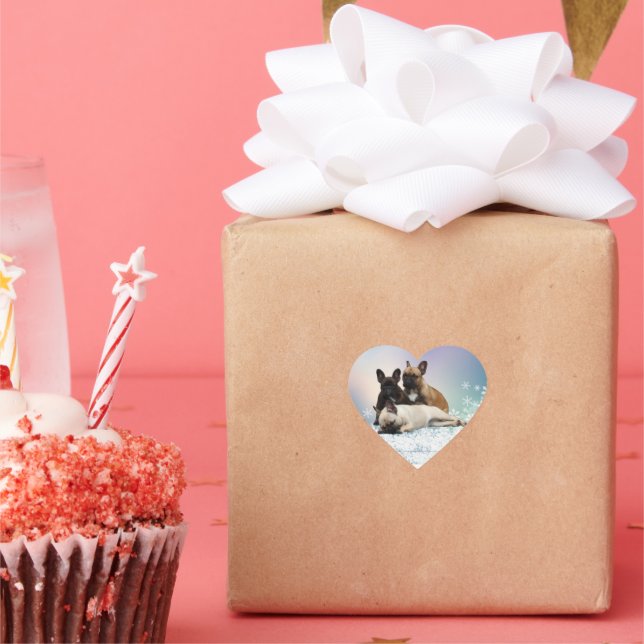 French Bulldog Snow French Bulldog Heart Sticker (Party)