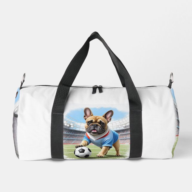 French Bulldog soccer Father's Day Bulldog  Duffle Bag (Back)