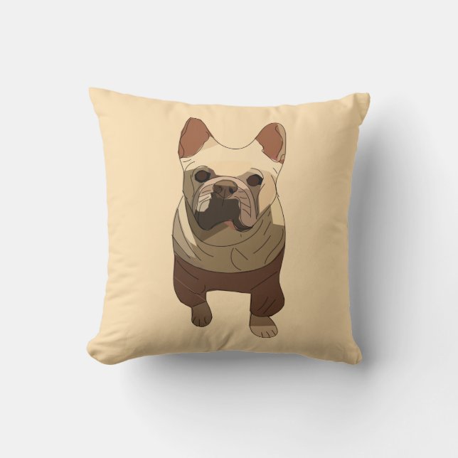 French Bulldog, Soft Peach Cushion (Front)